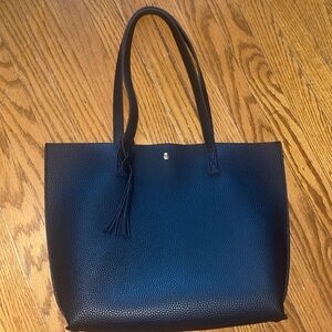 Women's Soft Faux Leather Tote Shoulder Tassel Handbag